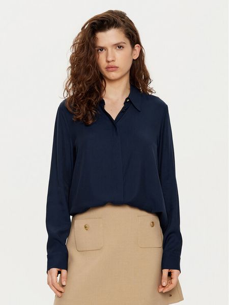 Tommy Hilfiger Koszula WW0WW44045 Granatowy Regular Fit. Niebieskie koszule damskie Tommy Hilfiger, bez wzorów, z wiskozy, bez kołnierzyka, bez ramiączek. Za 249.99 zł.
