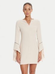 Rinascimento Sukienka koktajlowa CFC0126187003 Beżowy Slim Fit. Brązowe sukienki damskie Rinascimento, bez wzorów, z syntetyku, wizytowe, bez ramiączek. Za 469.99 zł.