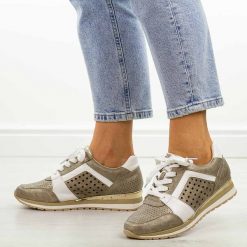 Złote sneakersy damskie, półbuty M.Daszyński 2169-4. Żółte obuwie sportowe damskie M.Daszyński, ze skóry, bez zapięcia. Za 119.00 zł.
