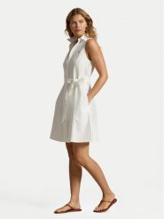 Polo Ralph Lauren Sukienka koszulowa 211968897001 Biały Regular Fit. Białe sukienki damskie Polo Ralph Lauren, bez wzorów, z bawełny, bez ramiączek. Za 989.99 zł.