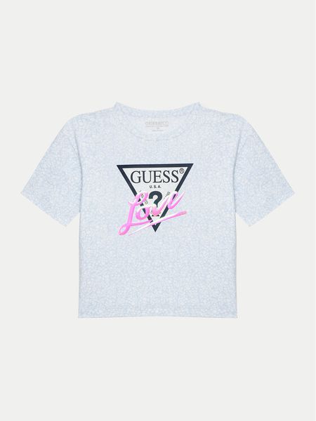 Guess T-Shirt J5GI10 K6YW4 Niebieski Regular Fit. Niebieskie koszulki i t-shirty dziewczęce Guess, z aplikacjami, z bawełny, bez kołnierzyka, bez ramiączek. Za 79.99 zł.
