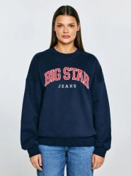 Bluza damska z logo BIG STAR granatowa Rubena 403. Niebieskie bluzy damskie Big Star, l, z aplikacjami, z dresówki, bez kaptura. Za 199.99 zł.