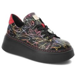 Multikolor Na Czarno Sneakersy Maciejka Damskie Modne Obuwie. Czarne obuwie sportowe damskie Maciejka, na wiosnę, ze skóry, bez zapięcia. Za 489.00 zł.
