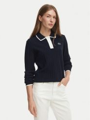 Lacoste Sweter AF8544 Granatowy Regular Fit. Niebieskie swetry klasyczne damskie Lacoste, z wiskozy, bez kołnierzyka. Za 724.99 zł.
