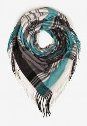 Niebiesko-Biały Kraciasty Szalik z Wiskozy i Bawełny z Frędzlami Relavis. Niebieskie szaliki damskie Renee, na zimę, bez wzorów, z bawełny. Za 29.99 zł.