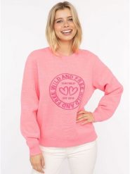 Zwillingsherz Bluza "Wild and Free" w kolorze jasnoróżowym rozmiar: L/XL. Różowe bluzy damskie Zwillingsherz, l, bez wzorów, bez kaptura. Za 206.91 zł.
