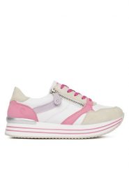 Remonte Sneakersy D1323-83 Biały. Białe obuwie sportowe damskie Remonte, ze skóry, bez zapięcia. Za 419.99 zł.