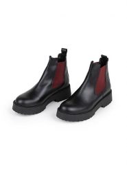 Anna Morellini Skórzane sztyblety "Adaria" w kolorze czarno-czerwonym rozmiar: 39. Czarne botki damskie Anna Morellini, bez zapięcia. Za 420.95 zł.