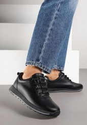 Czarne Sneakersy w Klasycznym Stylu Driosse. Czarne obuwie sportowe damskie Renee, z jeansu, bez zapięcia. Za 89.99 zł.