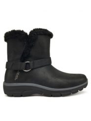 Skechers Botki Easy Going 168045/BLK Czarny. Czarne botki damskie Skechers, ze skóry, bez obcasa, na płaskiej podeszwie, bez zapięcia. Za 379.99 zł.