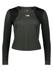 The North Face Koszulka funkcyjna w kolorze oliwkowo-czarnym rozmiar: XS. Brązowe koszulki damskie The North Face, xs, bez wzorów, z materiału, bez kołnierzyka, bez ramiączek. Za 91.99 zł.