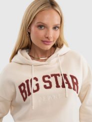 Bluza damska z kapturem z logo BIG STAR beżowa Rubialsa 103. Białe bluzy damskie Big Star, l, bez wzorów, z materiału, z kapturem. W wyprzedaży za 199.99 zł.