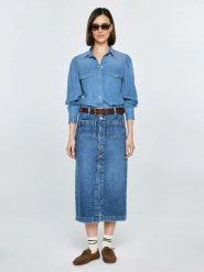 Spódnica damska midi jeansowa granatowa Gaia 627. Niebieskie spódnice damskie Big Star, na co dzień, bez wzorów, z bawełny, eleganckie, midi. Za 229.99 zł.