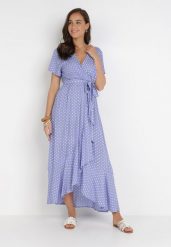 Liliowa Sukienka Echosia. Fioletowe sukienki damskie Born2be, bez wzorów, bez ramiączek. Za 149.99 zł.