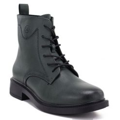 Skórzane botki damskie workery zielone Sergio Leone 25172-S. Zielone botki damskie Sergio Leone, ze skóry, bez obcasa, bez zapięcia. Za 209.99 zł.