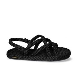 Sandały damskie BODRUM. Czarne sandały damskie Aulp, bez wzorów, bez obcasa, bez zapięcia. Za 299.99 zł.