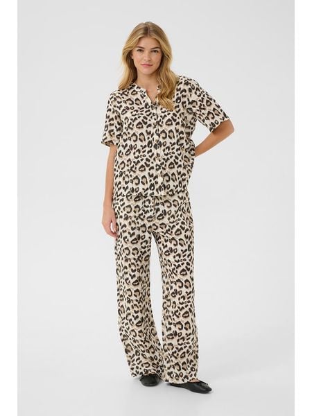 Kaffe Lniana bluzka w kolorze beżowym rozmiar: L/XL. Brązowe bluzki damskie Kaffe, l, bez wzorów, ze lnu, bez kołnierzyka, bez ramiączek. Za 118.84 zł.