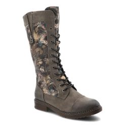 Szare Wysokie Kozaki Rieker Ocieplane Buty Damskie. Szare kozaki damskie Rieker, z materiału, bez obcasa, na płaskiej podeszwie, bez zapięcia. Za 459.00 zł.