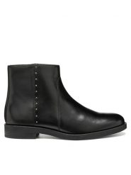 Geox Botki D Esmeena D6811B 43 C9999 Czarny. Czarne botki damskie Geox, ze skóry, bez obcasa, na płaskiej podeszwie, bez zapięcia. Za 549.99 zł.