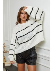 Plume Sweter "Clovis" w kolorze kremowo-czarnym rozmiar: S. Brązowe swetry klasyczne damskie Plume, s, bez kołnierzyka. Za 123.53 zł.