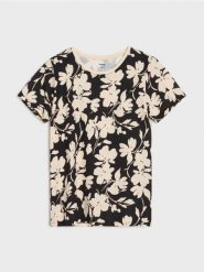 Bawełniana koszulka ze wzorem - Inny. Koszulki damskie Sinsay, l, bez wzorów, z bawełny, bez kołnierzyka, bez ramiączek. Za 12.99 zł.