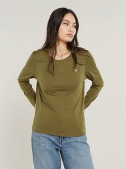 G-Star Koszulka w kolorze khaki rozmiar: L. Brązowe bluzki damskie G-Star, l, bez wzorów, z bawełny, bez kołnierzyka, bez ramiączek. Za 92.21 zł.