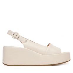 Sandały HÖGL. Białe sandały damskie Högl, bez wzorów, bez obcasa, na koturnie, bez zapięcia. Za 849.99 zł.