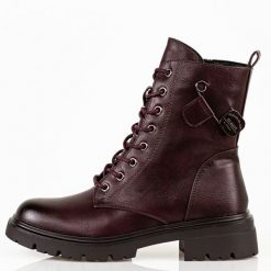 Bordowe trapery damskie M.Daszyński 2508-4. Czerwone trapery damskie M.Daszyński, na jesień, ze skóry, bez zapięcia. Za 199.00 zł.