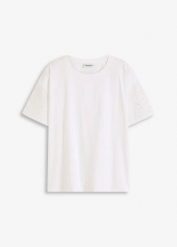 T-shirt z ażurowym haftem. Żółte t-shirty damskie bonprix, w ażurowe wzory, bez kołnierzyka. Za 32.99 zł.