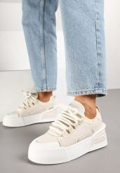 Beżowe Sneakersy w Stylu Trampek na Grubej Podeszwie Danimira. Brązowe obuwie sportowe damskie Born2be, bez zapięcia. Za 89.99 zł.