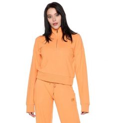 Bluza z zamek błyskawiczny na co dzień na siłownię. Brązowe bluzy damskie LEONE 1947 APPAREL, z lycry, bez zapięcia, na fitness i siłownię. Za 164.19 zł.