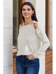 Milan Kiss Sweter w kolorze beżowym rozmiar: XL. Brązowe swetry klasyczne damskie Milan Kiss, xl, bez kołnierzyka. Za 114.17 zł.