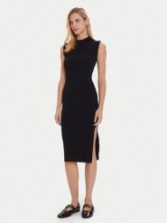 Morgan Sukienka dzianinowa 252-RMLISEA Czarny Slim Fit. Czarne sukienki damskie Morgan, bez wzorów, z dzianiny, bez ramiączek. Za 365.59 zł.