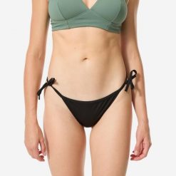 Dół kostiumu kąpielowego damski Decathlon Sandy Simy. Czarne bikini OLAIAN, bez wzorów, z elastanu. Za 44.99 zł.