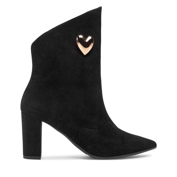 Botki Baldowski. Czarne botki damskie Baldowski, bez obcasa, na słupku, bez zapięcia. Za 549.99 zł.