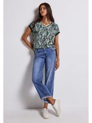 Street One Bluzka w kolorze kremowo-morskim rozmiar: 36. Niebieskie bluzki damskie Street One, s, bez wzorów, z wiskozy, klasyczne, bez kołnierzyka, bez ramiączek. Za 104.14 zł.