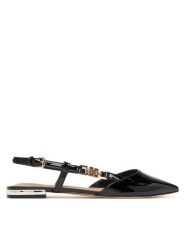 Guess Sandały FLTFR2 PAF05 Czarny. Czarne sandały damskie Guess, z aplikacjami, ze skóry, bez obcasa, na płaskiej podeszwie, bez zapięcia. Za 449.99 zł.