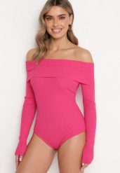 Fuksjowe Wiskozowe Body z Prążkowanej Dzianiny Hiszpanka Boerese. Czerwone body i gorsety Born2be, bez wzorów, z dzianiny, bez ramiączek. Za 44.99 zł.