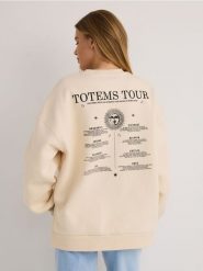 Bawełniana bluza - złamana biel. Bluzy damskie Reserved, l, bez wzorów, z bawełny, bez kaptura. W wyprzedaży za 59.99 zł.