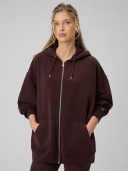 4F Bluza dresowa oversize z modalem damska - brązowa L. Brązowe bluzy damskie 4F, l, bez wzorów, z dresówki. Za 269.99 zł.