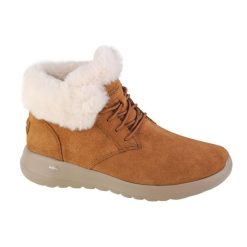 Buty zimowe damskie, Skechers On-The-Go Joy Lush. Brązowe obuwie trekkingowe damskie Skechers, bez zapięcia. Za 199.99 zł.