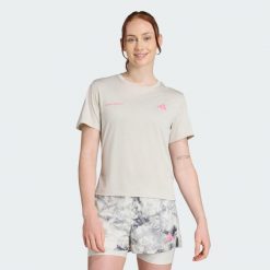 Koszulka Own The Run Melange. Szare bluzki damskie Adidas, m, bez wzorów, bez kołnierzyka, bez ramiączek. Za 199.00 zł.