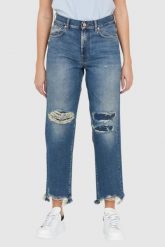 7 FOR ALL MANKIND Błękitne jeansy damskie THE MODERN STRAIGHT Z DZIURAMI, Rozmiar 29. Niebieskie jeansy damskie 7 for all mankind. W wyprzedaży za 499.99 zł.