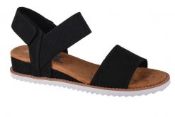 Sandały SKECHERS DESERT KISS Czarny. Czarne sandały damskie Skechers, bez wzorów, z materiału, bez obcasa, bez zapięcia. Za 199.99 zł.