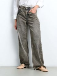 Jeansy wide leg - szary. Szare jeansy damskie Sinsay, z podwyższonym stanem. Za 79.99 zł.