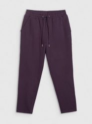 4F Spodnie dresowe damskie - fioletowe XS. Fioletowe spodnie dresowe damskie 4F, l, bez wzorów, z bawełny, z podwyższonym stanem, na fitness i siłownię. Za 129.99 zł.