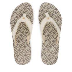 Japonki Tommy Hilfiger. Białe klapki damskie Tommy Hilfiger, bez wzorów, bez obcasa, bez zapięcia. Za 189.99 zł.