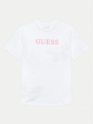 Guess T-Shirt J4GI20 K8HM4 Biały Regular Fit. Białe koszulki i t-shirty dziewczęce Guess, z aplikacjami, z bawełny, bez kołnierzyka, bez ramiączek. Za 149.99 zł.