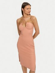 Roxy Sukienka letnia Late Sunset ERJKD03467 Pomarańczowy Slim Fit. Brązowe sukienki damskie Roxy, bez wzorów, z syntetyku, bez ramiączek. Za 169.99 zł.