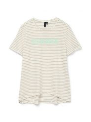 Vero Moda Koszulka "Simone" w kolorze kremowym rozmiar: XS. Brązowe bluzki damskie Vero Moda, xs, bez wzorów, z bawełny, bez kołnierzyka, bez ramiączek. Za 41.79 zł.